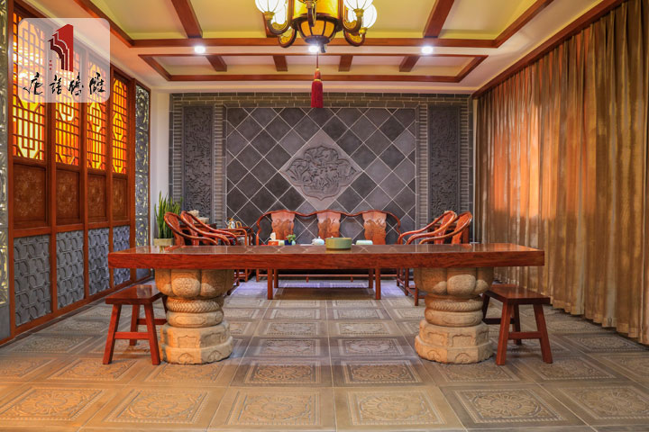 唐語磚雕新中式裝修茶室