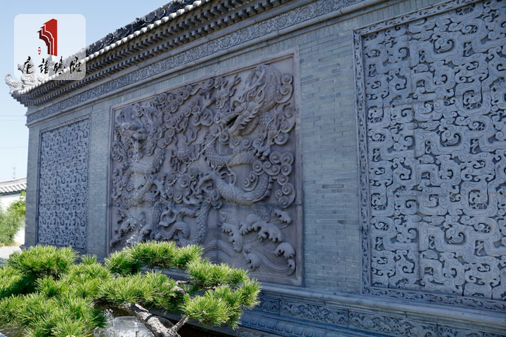 唐語磚雕二龍戲珠影壁