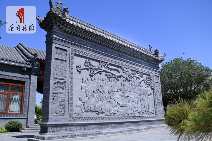唐語磚雕孔子講學影壁